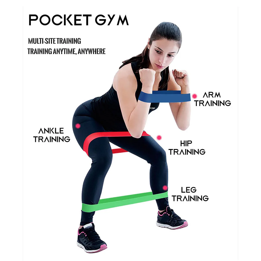 Резиновые эластичные ленты для фитнеса йоги тренажерного зала 5 уровней