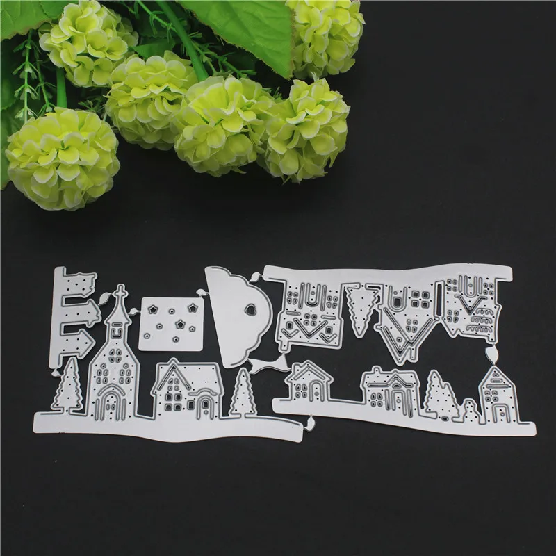 House Castle Tree Stars Frame Stencil for Card Making Metal Cutting Dies for Scrapbooking Album Decorative Steel Craft Die Cut