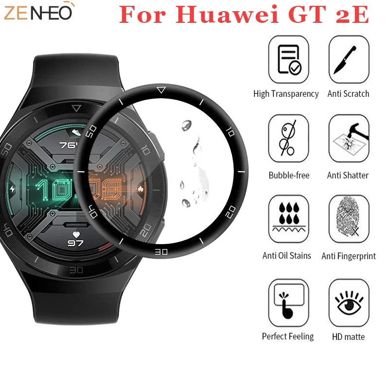 2PCS Curved Edge Full Coverage Soft Protective Film Cover For Huawei Watch GT 2e Smart Watch Screen Protector (Not Glass)