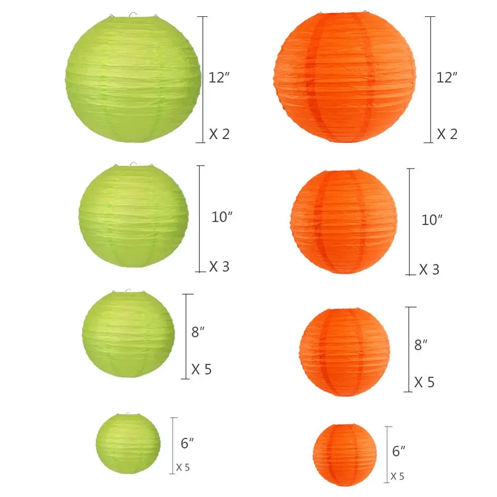 Светильник бумажный китайский лампа светло зеленая/оранжевая для свадьбы