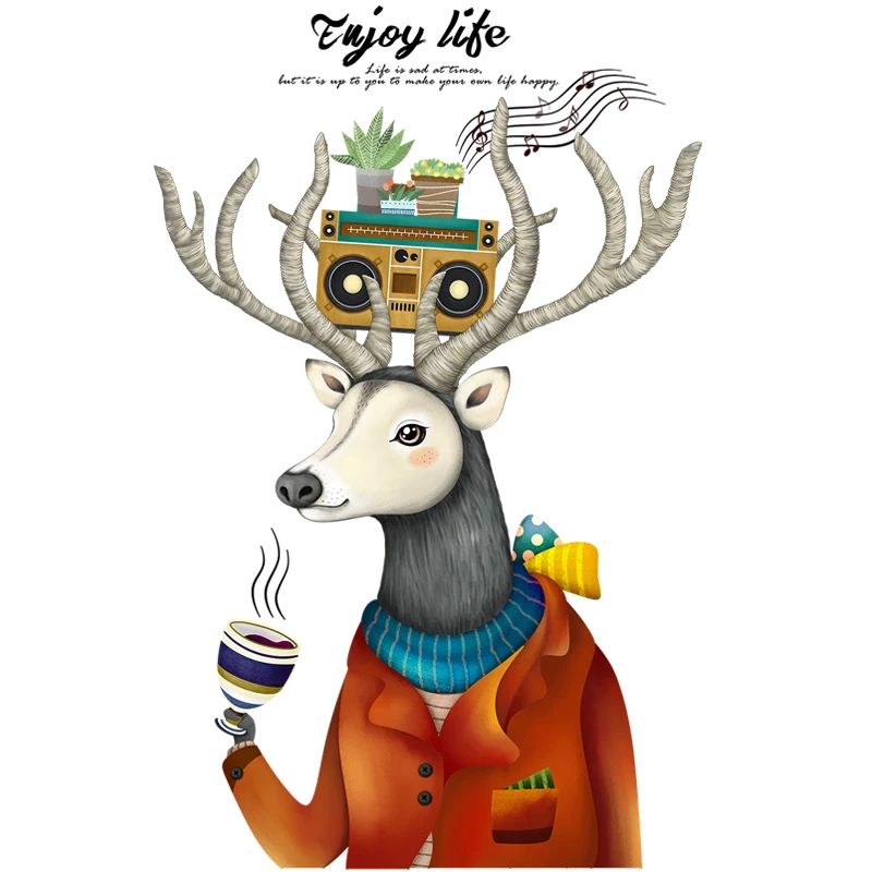 Enjoy Life Ins скандинавские наклейки на стену с изображением лося для гостиной