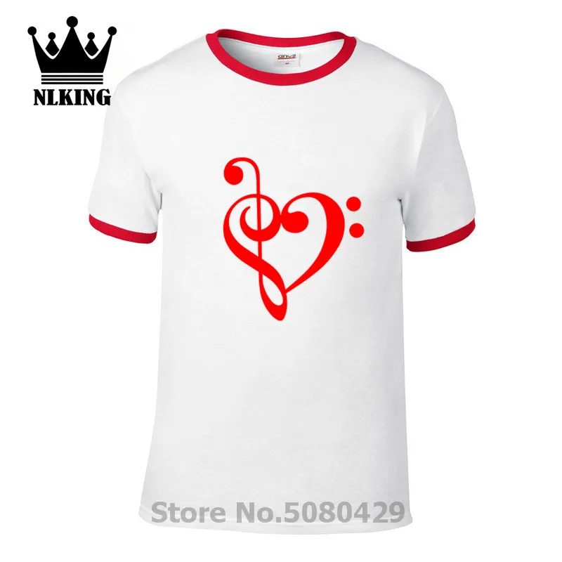 Дизайн футболки топы скрипичный ключ бас сердце музыка любовь тройники Мужская 3D