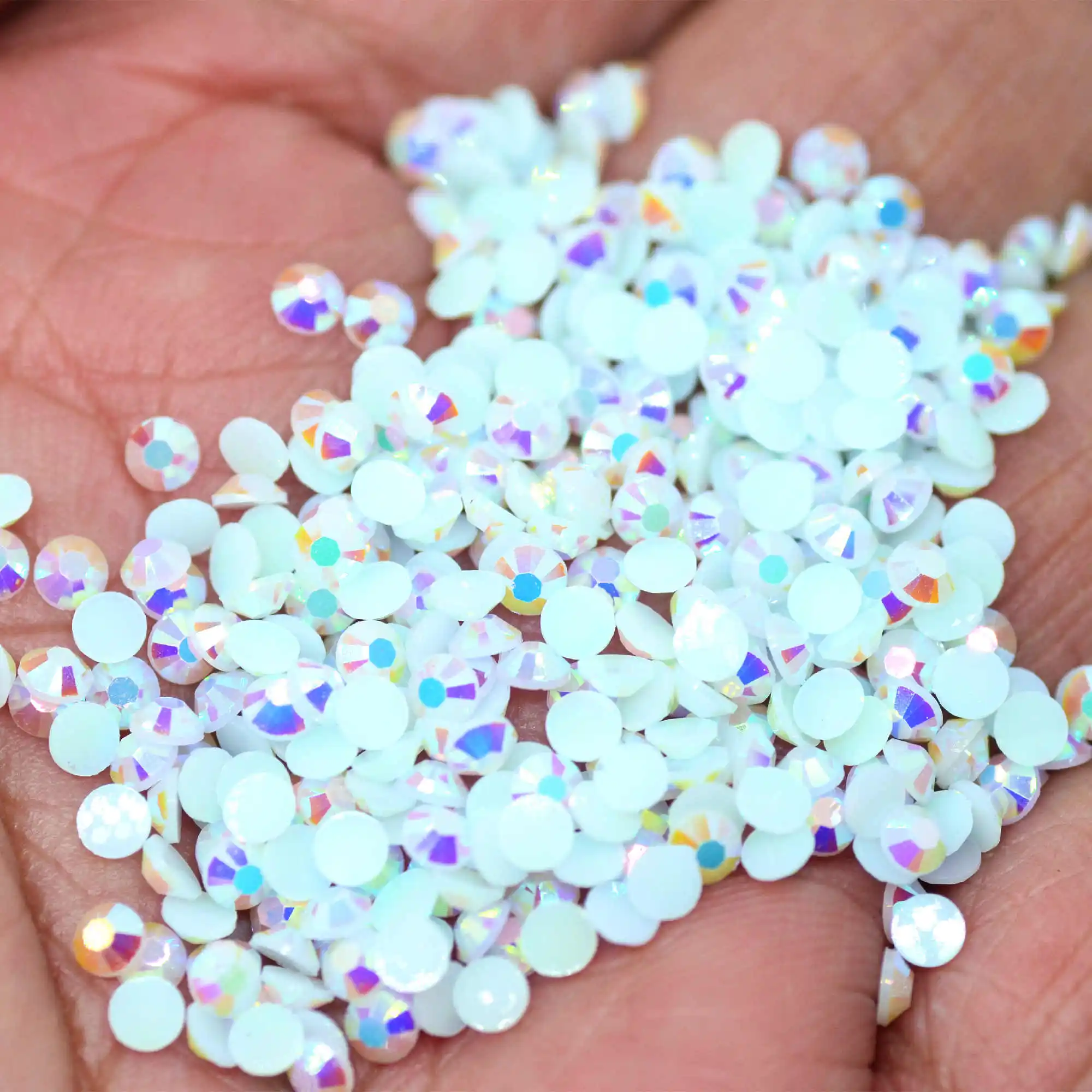 AB White Resin Jelly Flat Back Non-Hotfix Rhinestone For DIY Diamond Painting,Bling Bling Carting,Nail Art Decorating