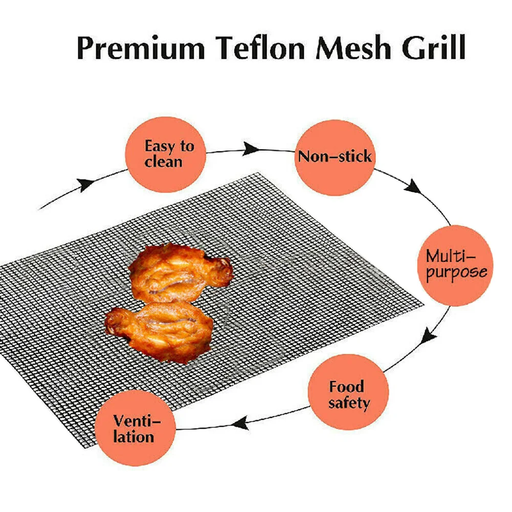 

40 * 30cm Kitchen Bbq Mat Grid Mat Glass Fiber Outdoor Mat Non-stick Heat-resistant Bbq Mat For Kitchenware Family Bbq Tools