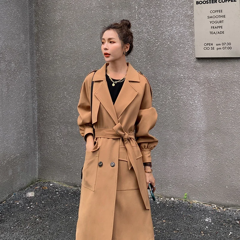 

Новинка Осень-зима 2021 темпераментная приталенная модная Милая ветровка в стиле Хепберн куртка-тренчкот для женщин