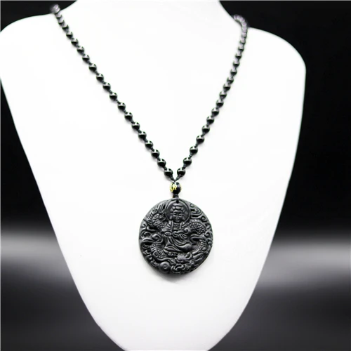 Natural Black Green Jade Dragon Guanyin Pendant Beads Necklace Charm Jewelry Obsidian Accessories Carved Amulet Gifts for Men | Украшения и