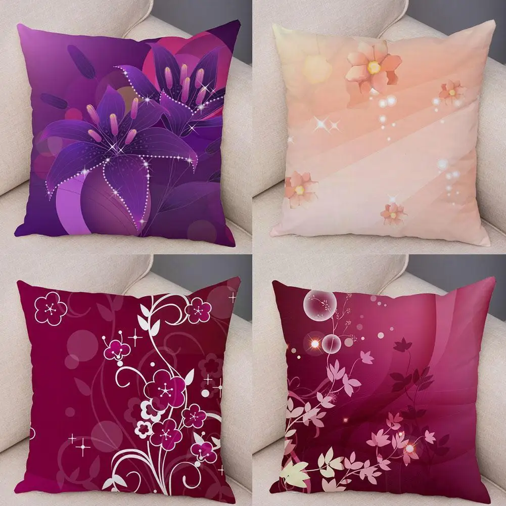 

Nordic Style Flower Pillowcase Sofa Pillowcase Single-sided Skin Modern Peach 45*45cm Home M2P5 Decoration V2N8