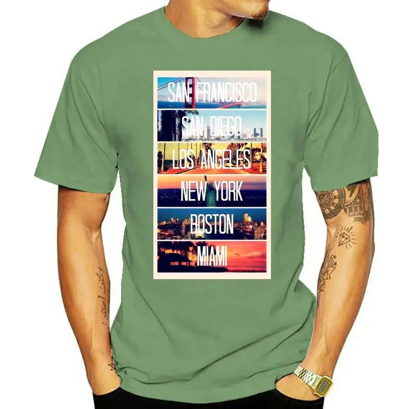 

Сан-Франциско Диего Лос-Анджелес Нью-Йорк Майами 2022 Мужская Дизайнерская Повседневная футболка с круглым вырезом для взрослых футболки для...