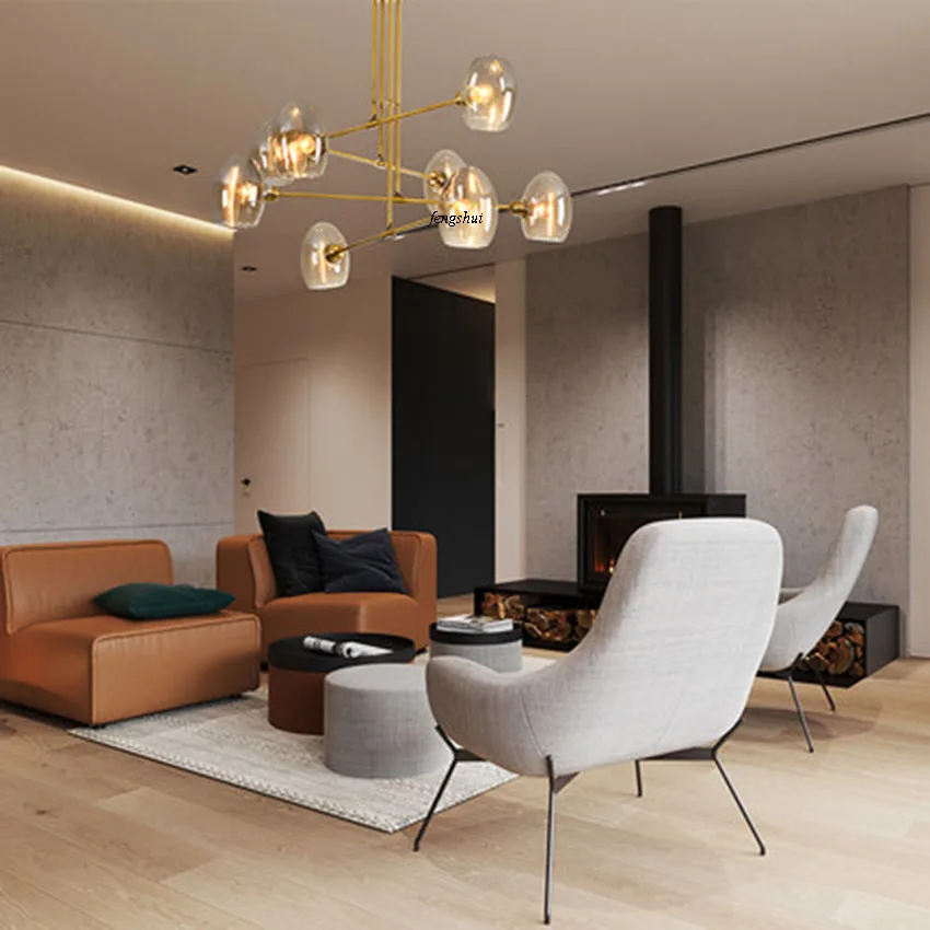 Скандинавский Ретро светодиодный светильник из стекла люстра для помещения