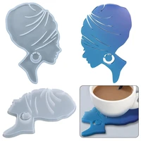 coaster silicone mold diy african turban ladies spacer coaster home decor silicone mold