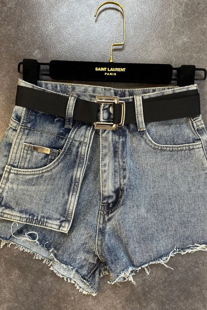 

2020 Spring And Summer Women Denim Shorts New Belt Decoration Side Pocket Designer Shortjeans