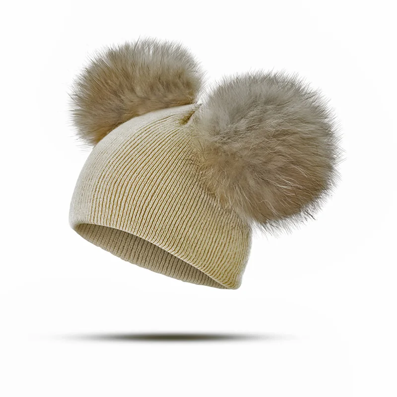beige YEABIU милые зимние теплые детские шапки Вязаная хлопковая шапка Девочки Мальчики шапка зимняя шапка для детей плотная детская шапка - Цвет: beige