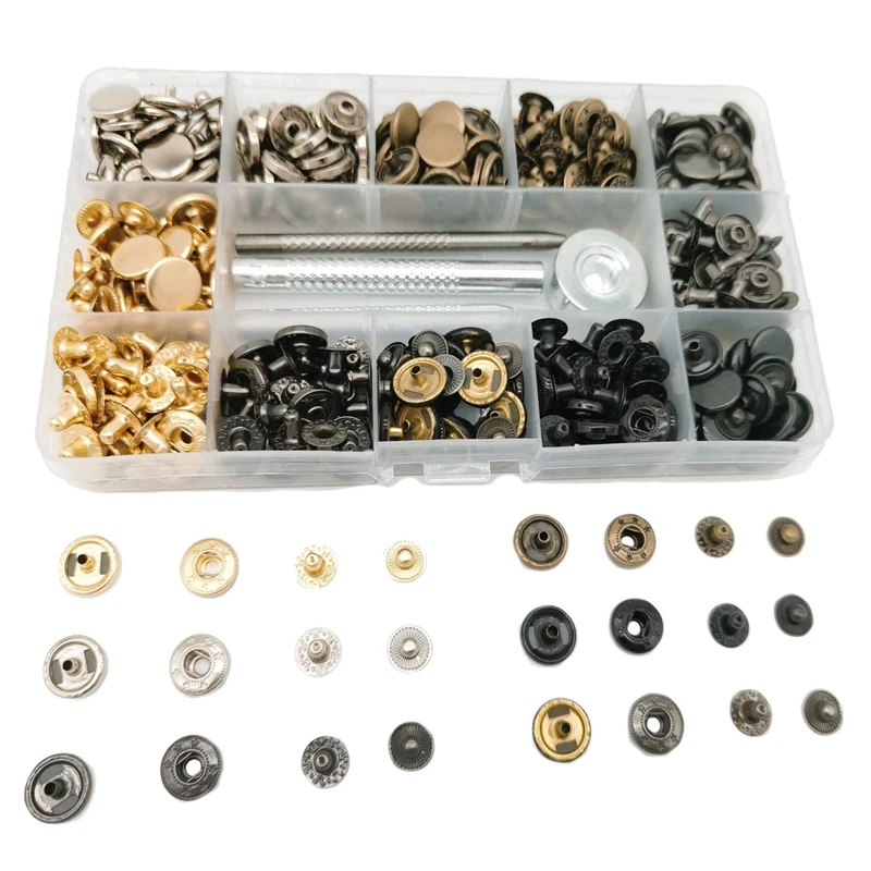 

Набор из 150 деталей, комплект 6-цветных застежек, с 4 инструментами для настройки, металлическая застежка 12,5 мм, для кожи, поделок своими рукам...