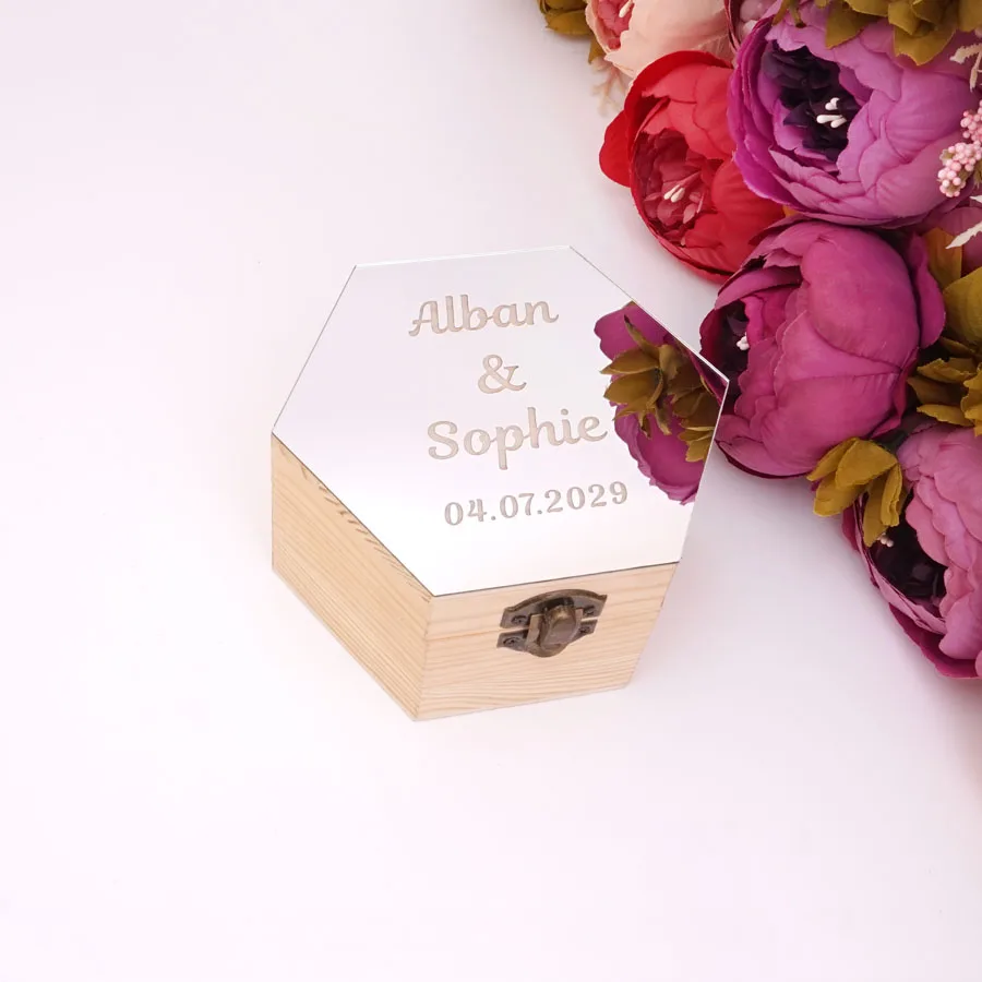 Коробка шестиугольной формы с зеркальной крышкой деревянные подарочные коробки