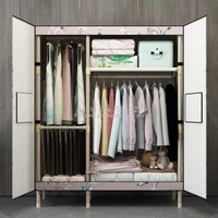 21%fabric steel frame bold reinforcement cloth wardrobe simple modern economic assembly wardrobe storage cabinet