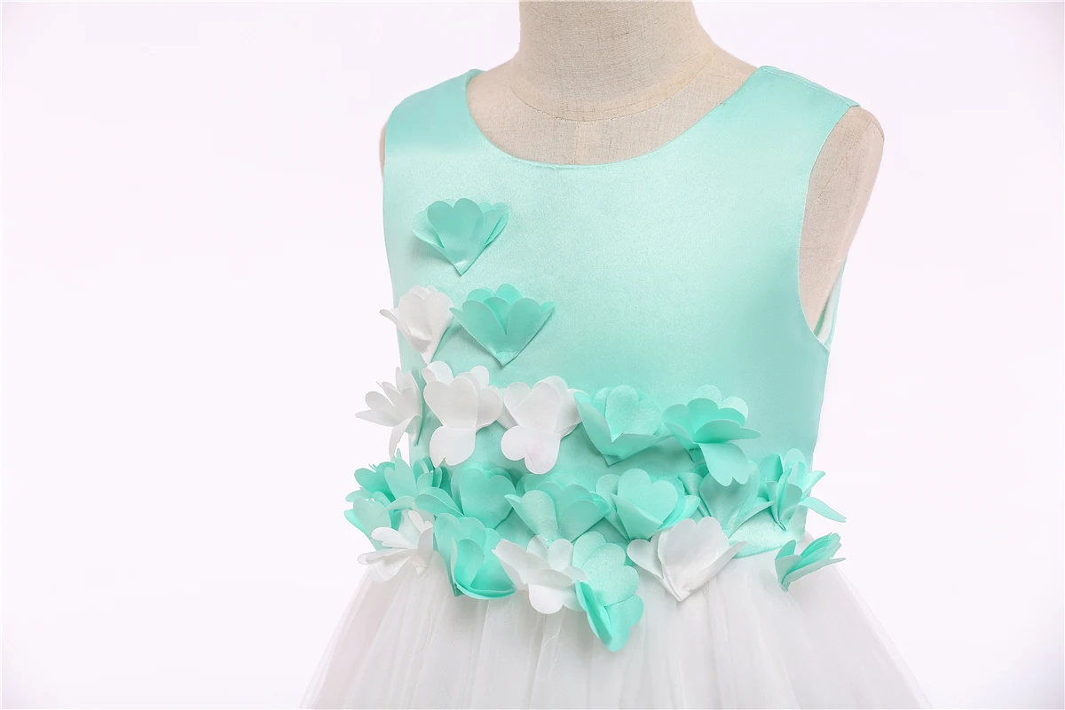 Free Shipping Ankle Lenght Girl Party Dress 2021 New Arrival Child Pageant Dresses patchwork Flowers Kids Evening Gowns Lavender |