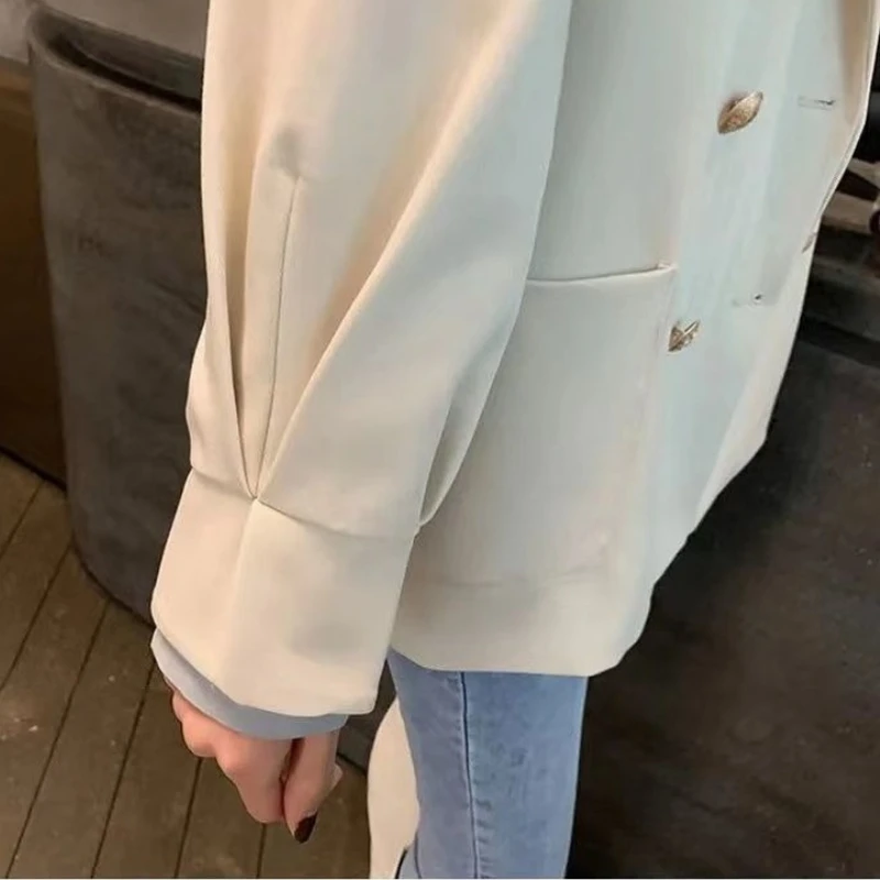 

Fashion Blazers Women Plus Size 3XL Korean Style Simple Solid Double Breasted Casual All-match Daily Streetwear Female Suits NEW