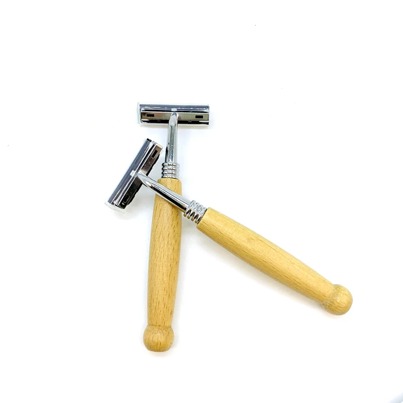 Бритва с натуральной деревянной ручкой безопасная бритва из нержавеющей стали