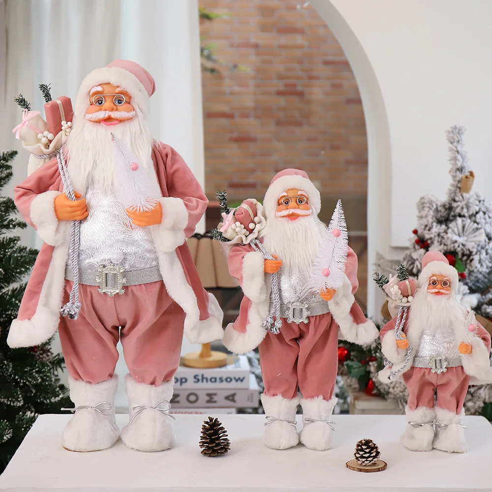 Decoraciones navide&ntilde;as para el hogar, regalos de A&ntilde;o Nuevo para ni&ntilde;os, mu&ntilde;eco de Pap&aacute; Noel de 60/45/30cm, adornos para ventana de Hotel, cafeter&iacute;a y Navidad-0