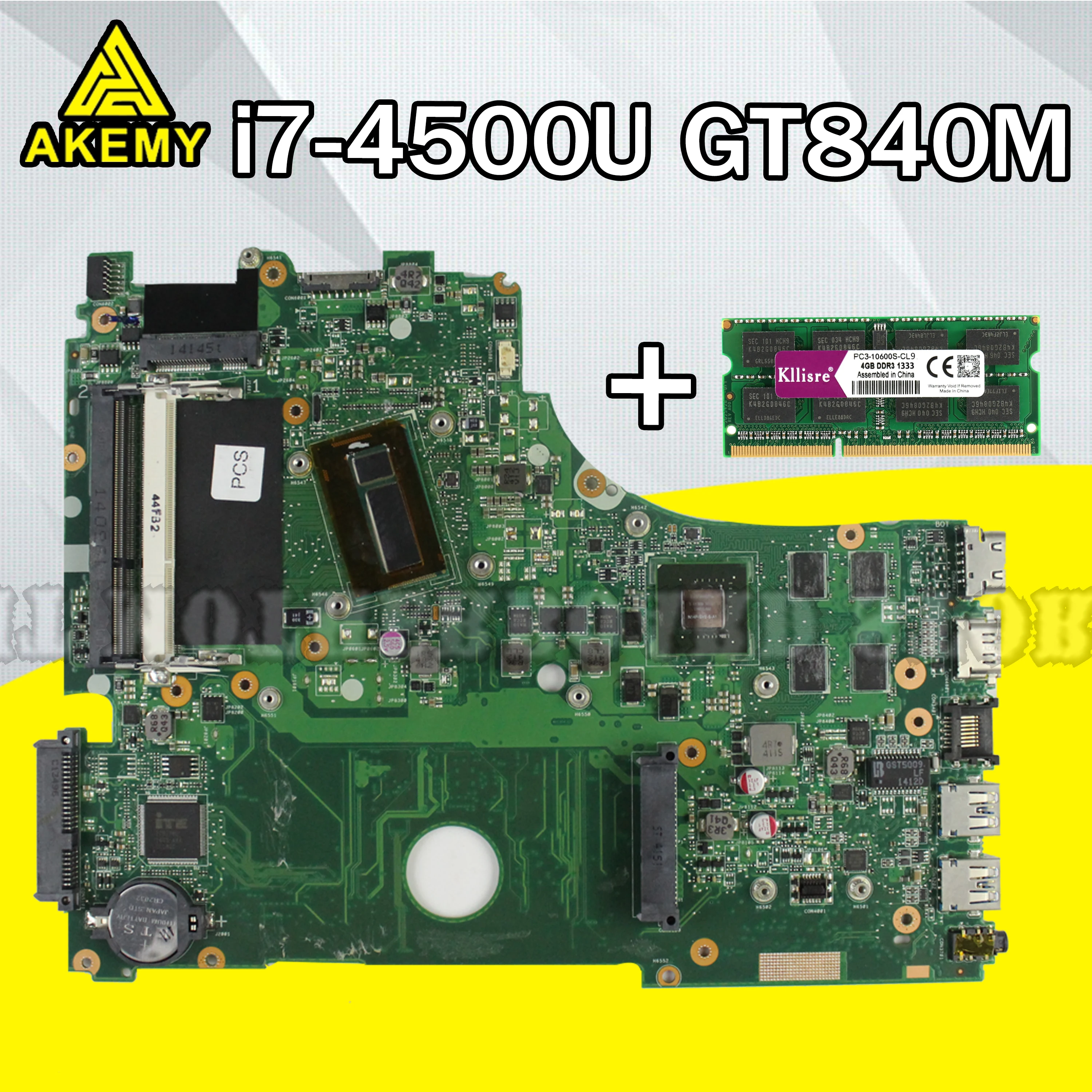 Материнская плата для ноутбука ASUS A750J K750J K750JB X750JB X750JN тест ОК i7-4500 GT7840M/2 ГБ свободный радиатор+ 4 Гб оперативной памяти