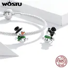 Шарм для браслета из серебра 925 пробы в виде снеговика