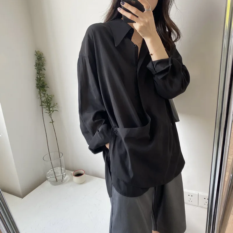 

werynica women summer 2020 Spring New Women's Solid Color Casual Long Sleeve Shirt Chiffon Soft Ladies Clothing Blouses