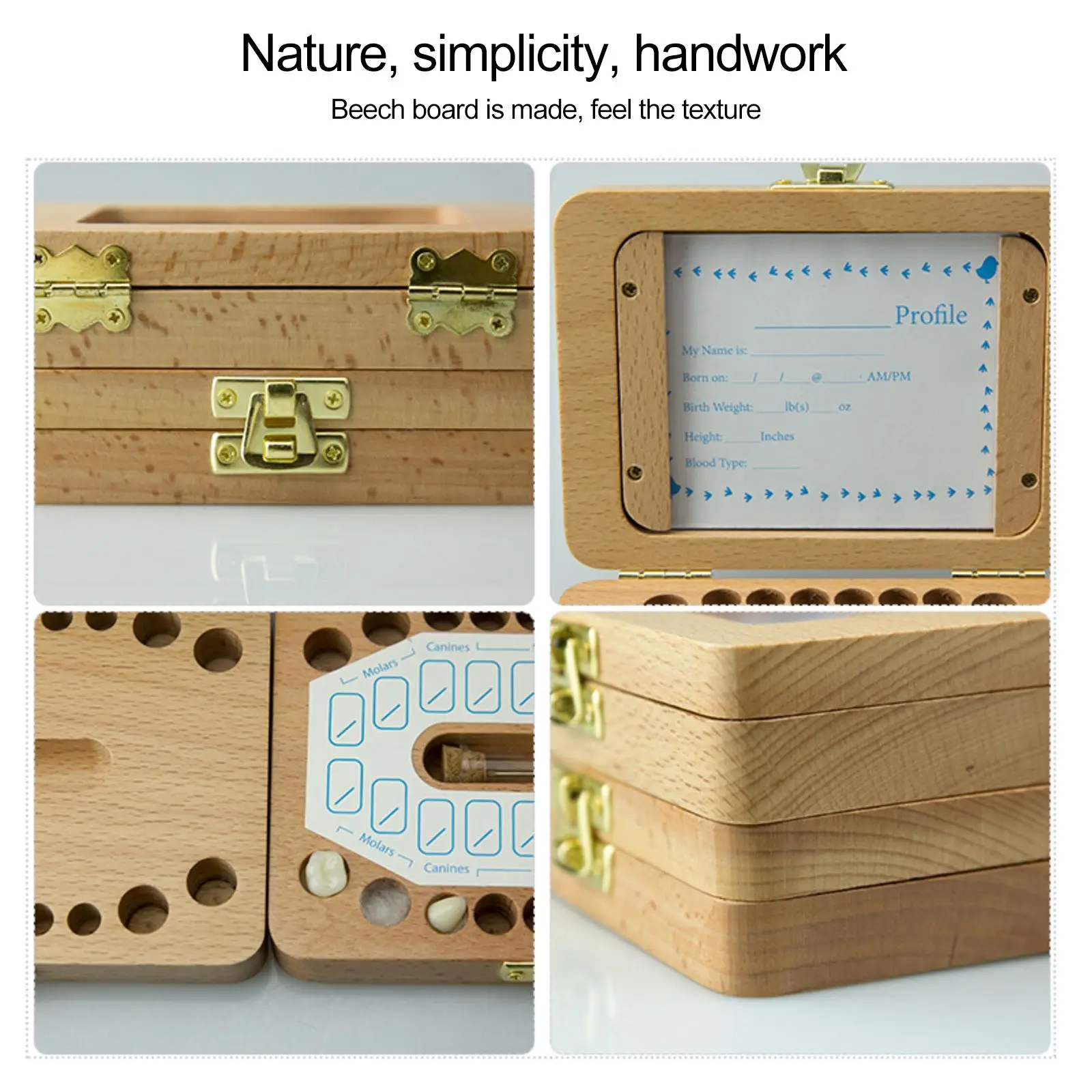 

Wooden Lanugo Deciduous Tooth Box Baby Newborn Teeth Collection Growth Memorial Box Baby Tooth Simple Style Box