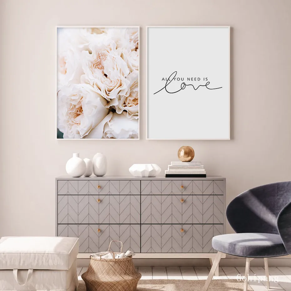 Современные румяна розовые пионы все что вам нужно-это любовь настенные