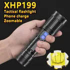 Светодиодный фонарик XHP199, 2665018650 лм, 9 ядер, зарядка по Usb