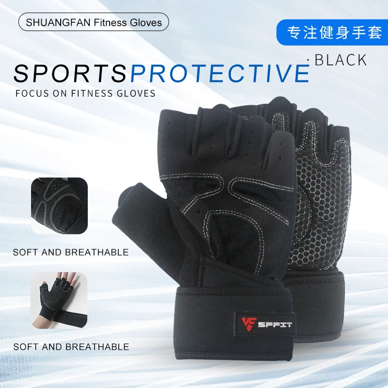 

Weightlifting Men Women Half Finger Gloves Gym Training Bodybuilding Gloves Fitness Breathable Half Finger Hand Protector