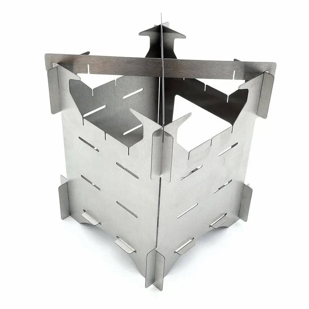 

Outdoor Camping Folding Wood Stove Hiking Travel Durable Portable Picnic BBQ Mini Stove for Field Hiking Camping 12.7x10x10cm