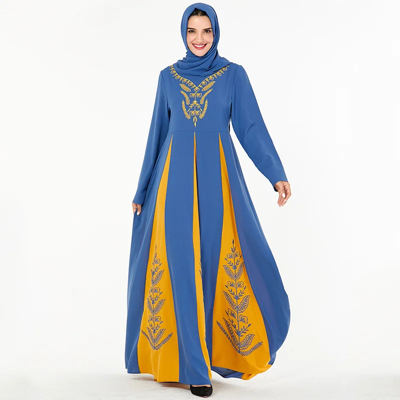 Арабское платье модное цветное лоскутное с вышивкой мусульманские платья Абайи
