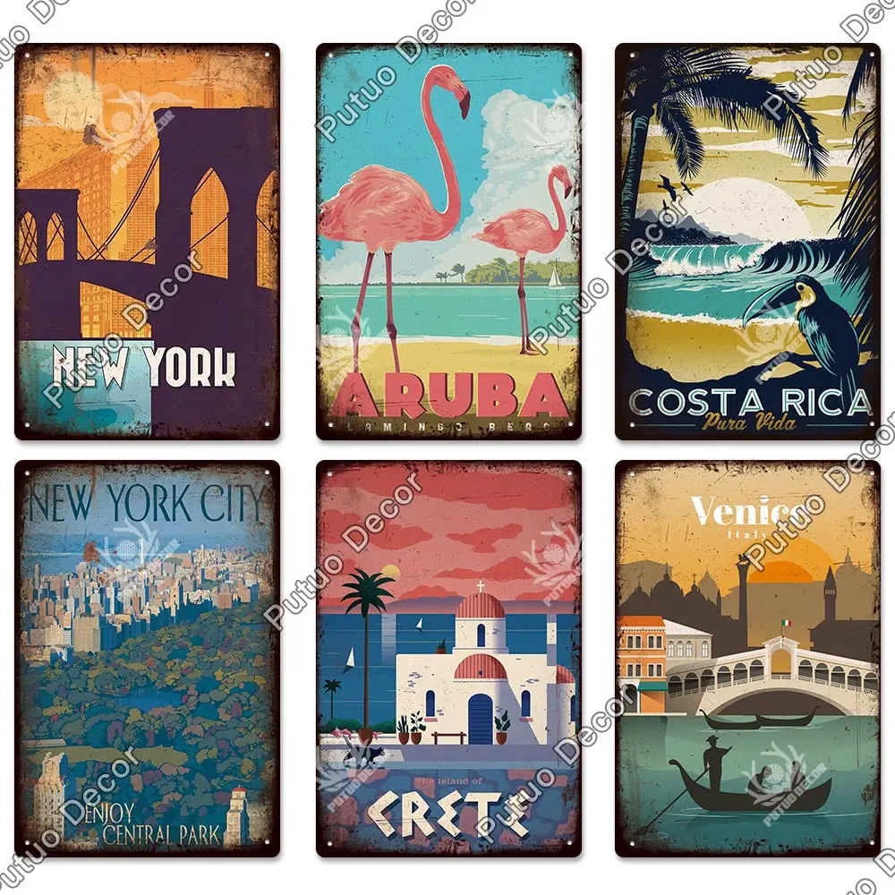 putuo decor landscape metal signs vintage tin sign iron poster decorative plate for bar pub man cave club beach house wall decor free global shipping