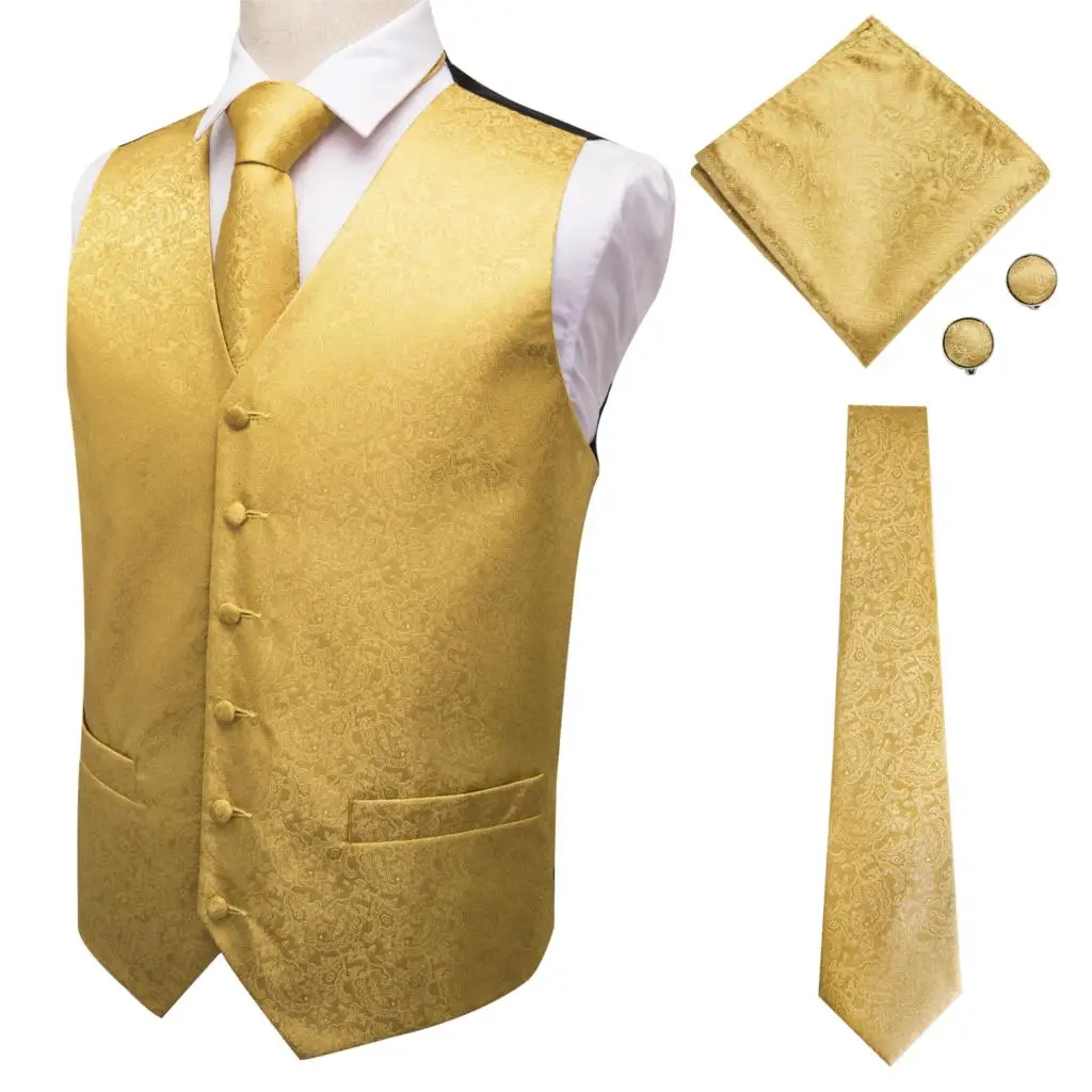 Жилет для мужчин золотой костюм жилет Цветочный приталенный смокинг Пейсли