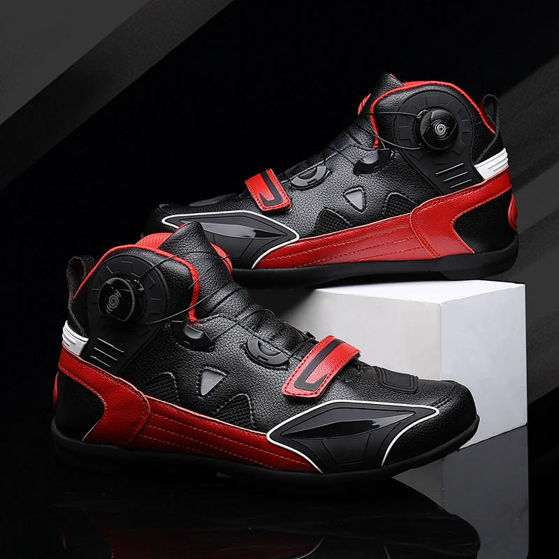

Motorcycle Cycling Shoes Men Flat Cycle Sneakers High-top Riding Mountain Bike Boots for Men Leather Bicycle Shoe Sneaker Man
