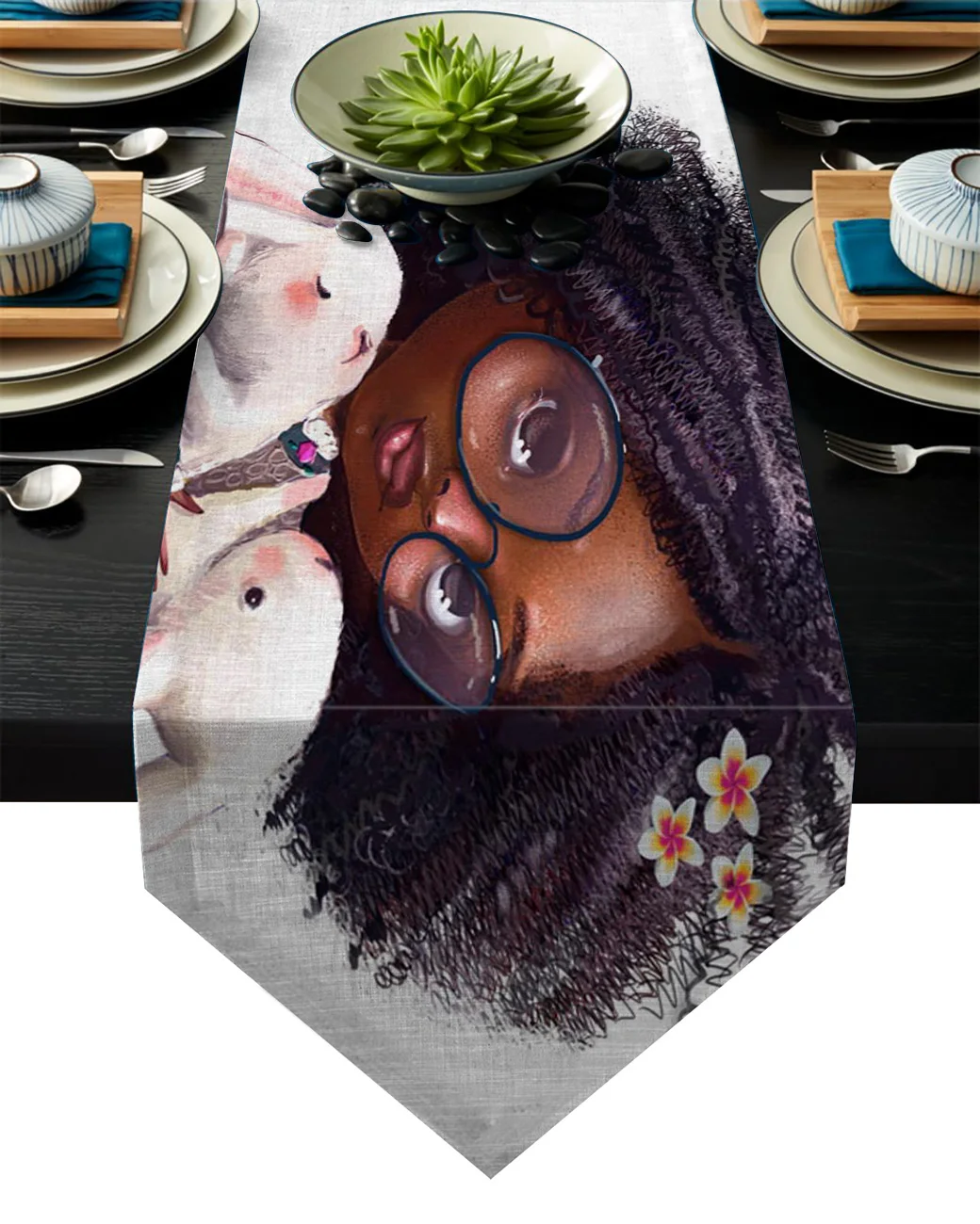 Настольная дорожка s африканская Девочка Кролик Животное шерсть мультфильм