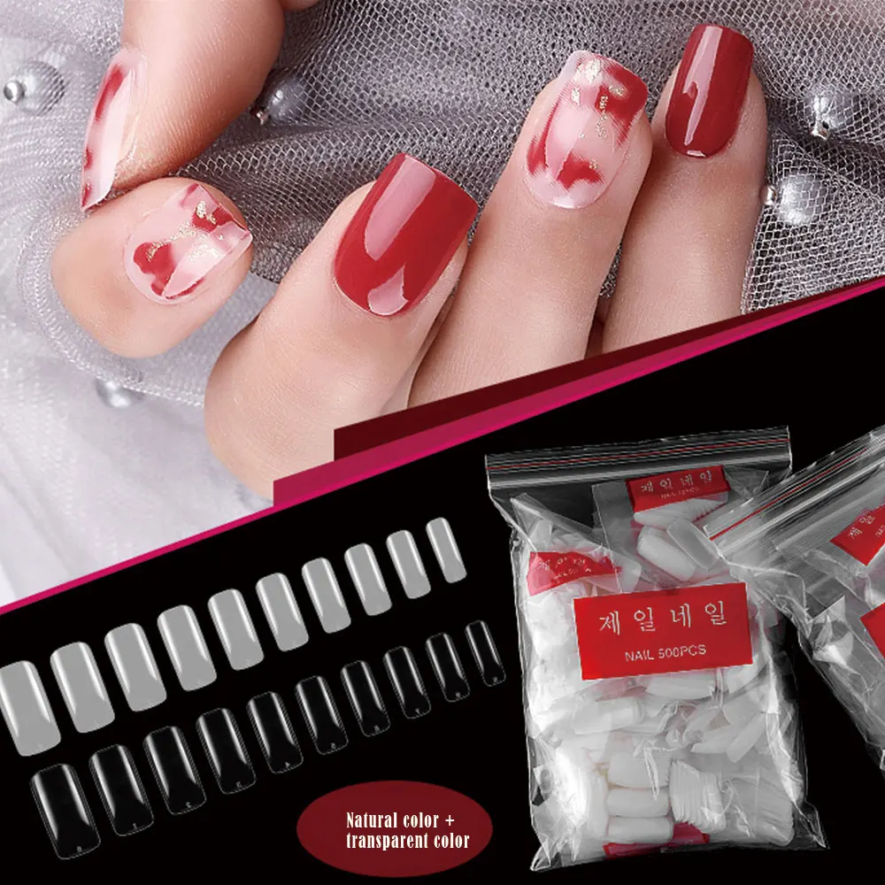 500 шт полное покрытие Искусственный акрил накладные ногти для пальцев ног советы