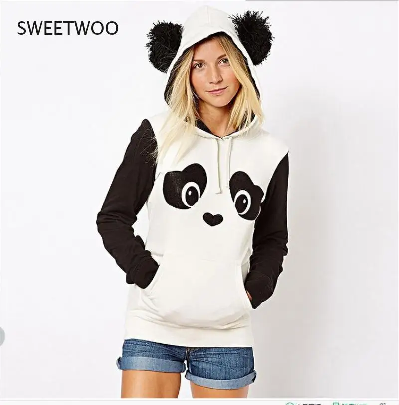 

Cute Kawaii Panda Hoodies Autumn Sweatshirt Women Pullover Female Lovely Panda Print Sweatshirts for Ladies Autumn Hoodies