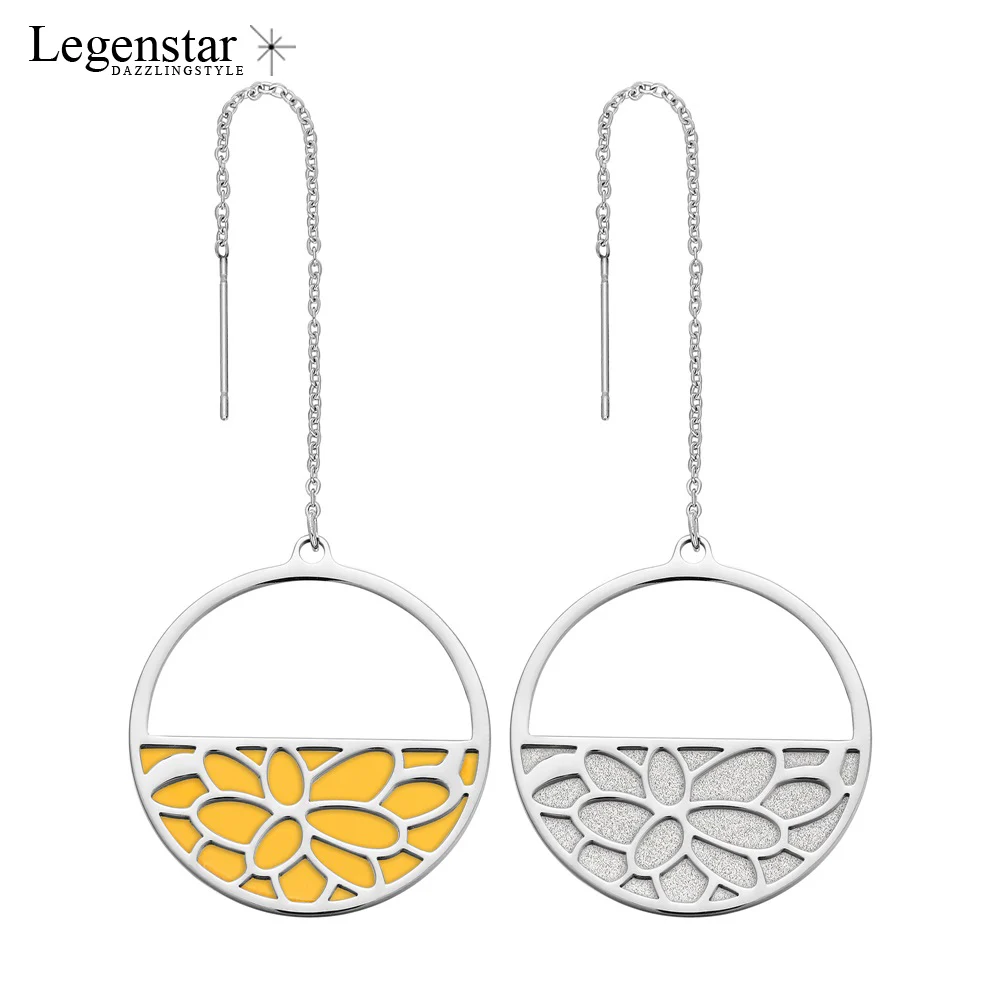 Legenstar модные длинные из нержавеющей стали круглая капля серьга для женщин