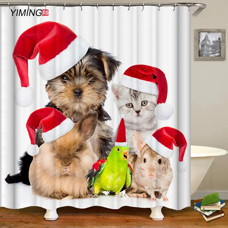 2020 Рождественская Водонепроницаемая занавеска для душа в ванную комнату