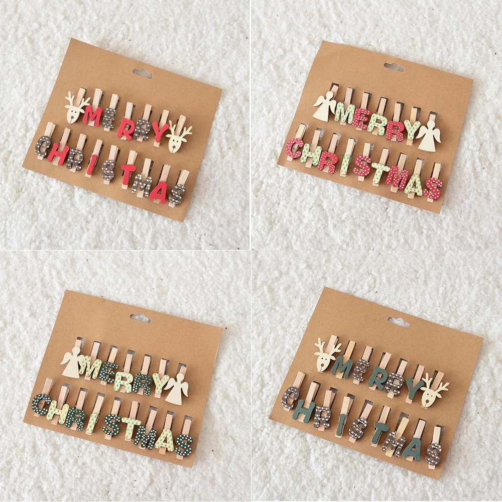 Мини прищепки для фотографий из натурального дерева рождественские буквы
