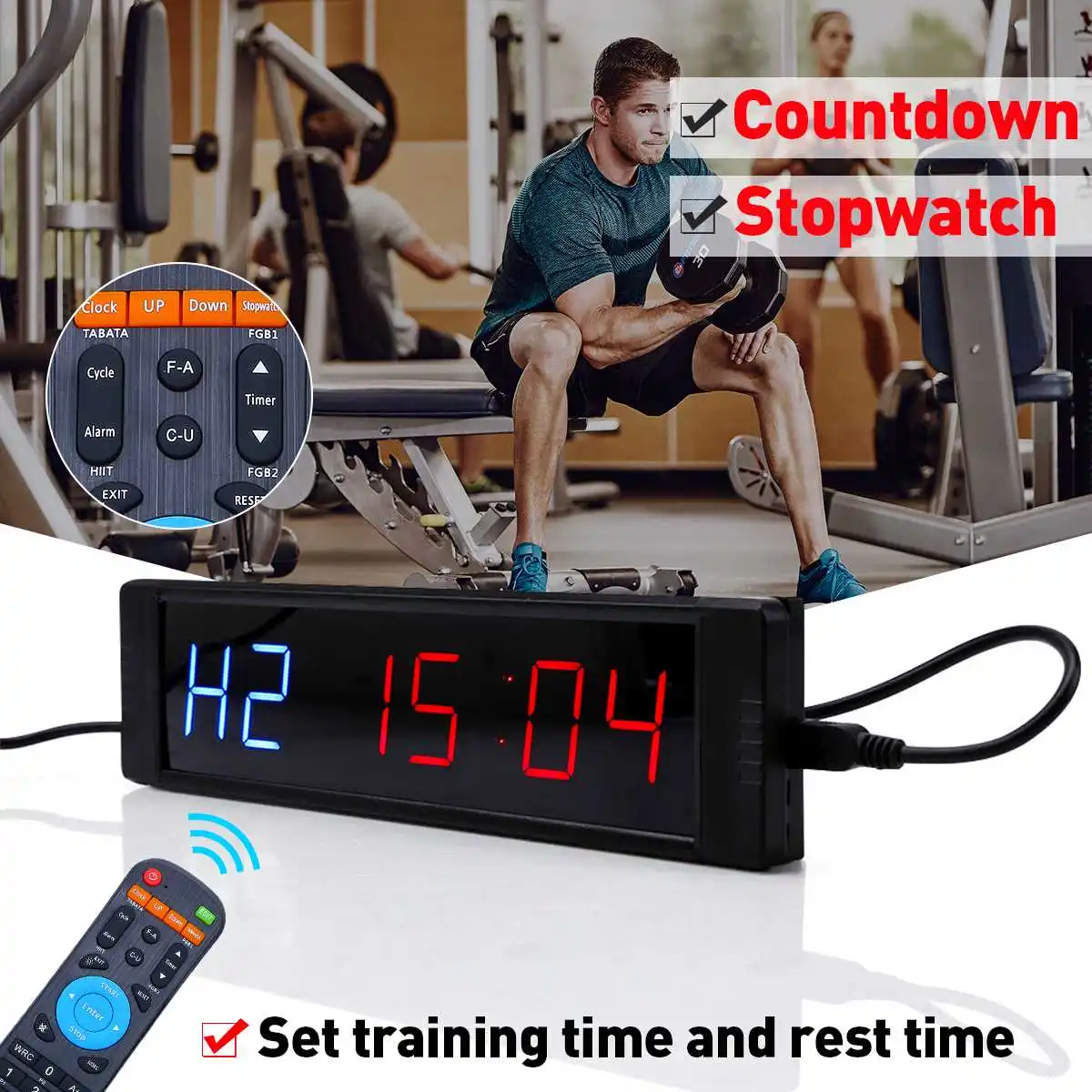 

New Workouts Timer LED Wall Clock Stopwatch with Remote for Gym Boxing Fitness Programmable Interval Timer Clock Drop Shipping