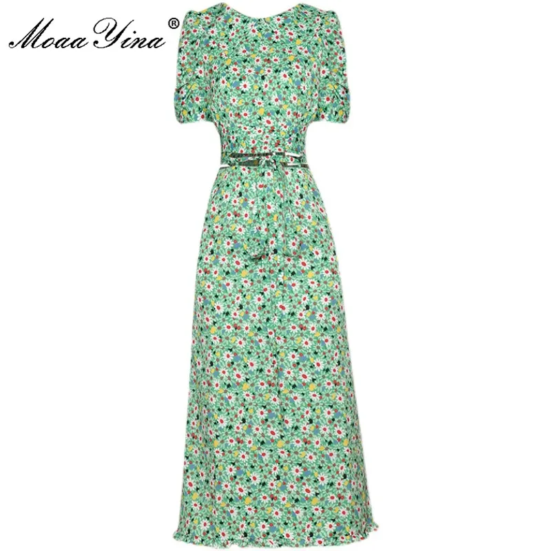 

MoaaYina, модный дизайнерский летний комплект с юбкой миди с высокой талией, женский топ с коротким рукавом и цветочным принтом и юбки, костюм из...
