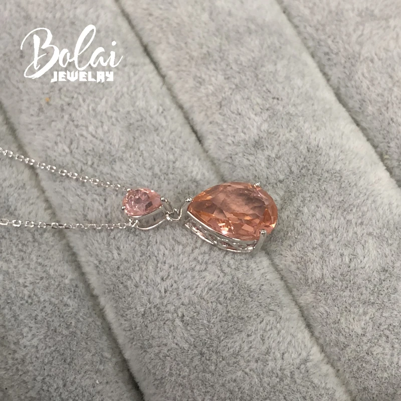 Bolaijewelry, создан Nano кулон из морганита в виде капли 925 стерлингового серебра блестящие ювелирные изделия для девочек хороший подарок на день рождения