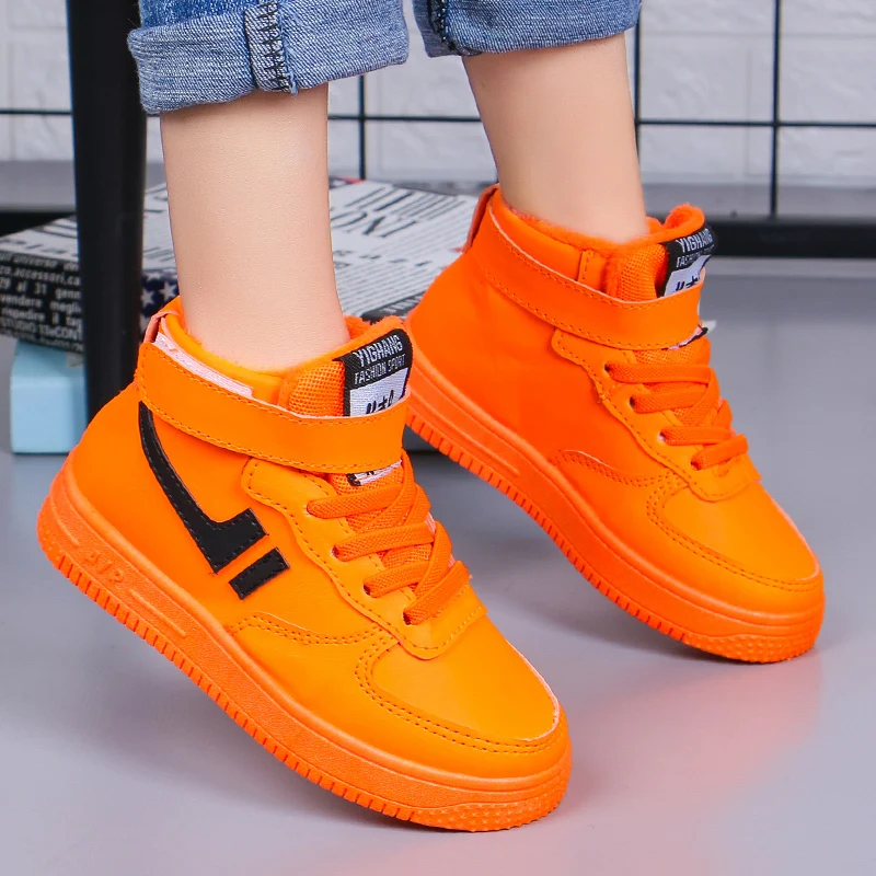 Детская зимняя обувь теплые плюшевые Водонепроницаемые зимние ботинки для