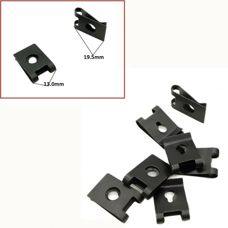 20Pcs Auto Fastener Clip Car Engine Fender Bumper Guard M4 U Type Screw Base Clips Nut Mounting Fastener Clamp