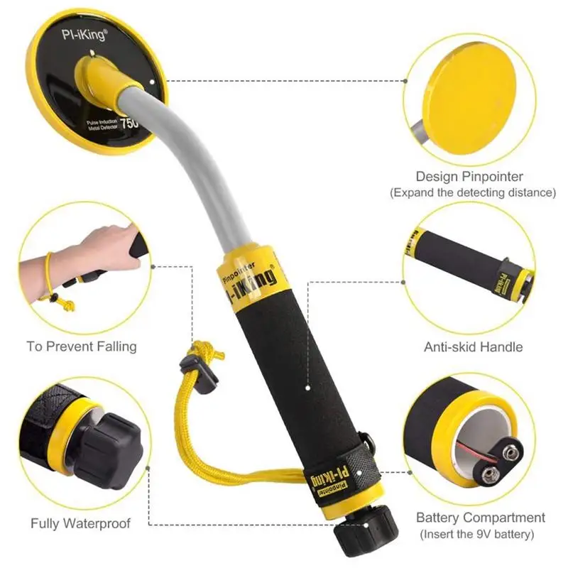 Водонепроницаемый металлоискатель Pi Iking профессиональный металлодетектор для