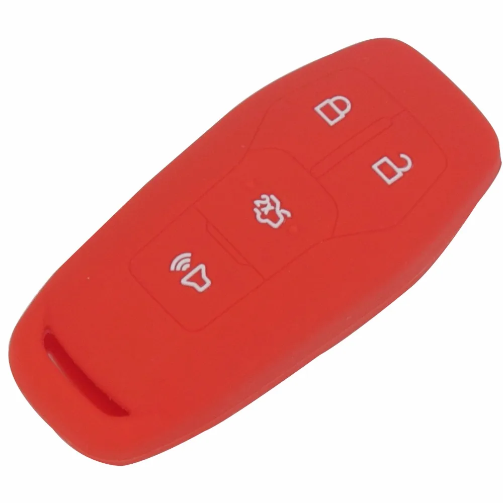 

jingyuqin 4 Buttons Silicone Car Remote Key Fob Shell Cover Case For Ford Fusion Mondeo Mustang F-150 Explorer Edge 2015-2018