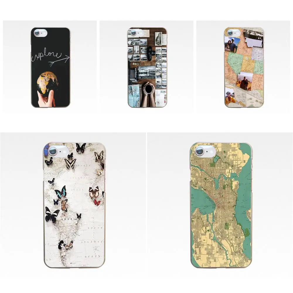 Для Huawei Mate 9 10 20 P P8 P9 P10 P20 P30 P40 Lite Pro Smart 2017 TPU Print Phone World Map Travel Plans Clear|Бамперы| |