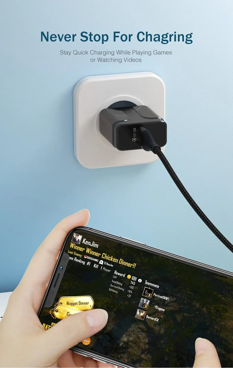 ROCK Quick Charge 3,0 быстрое Usb зарядное устройство QC3.0 настенное зарядное устройство для мобильного телефона для iPhone X Xiaomi Mi 9 планшета iPad EU QC Быстрая зарядка